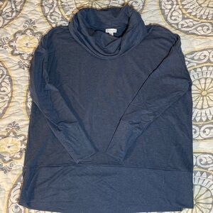 Garnet Hill Cowl Neck Tunic Top Size Small Minimalist Blue